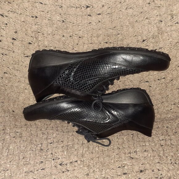 MEPHISTO Air-Jet-Black Leather/Snake Pattern-Lace-Up Sneakers-Sz 9.5-Excellent - Picture 6 of 9